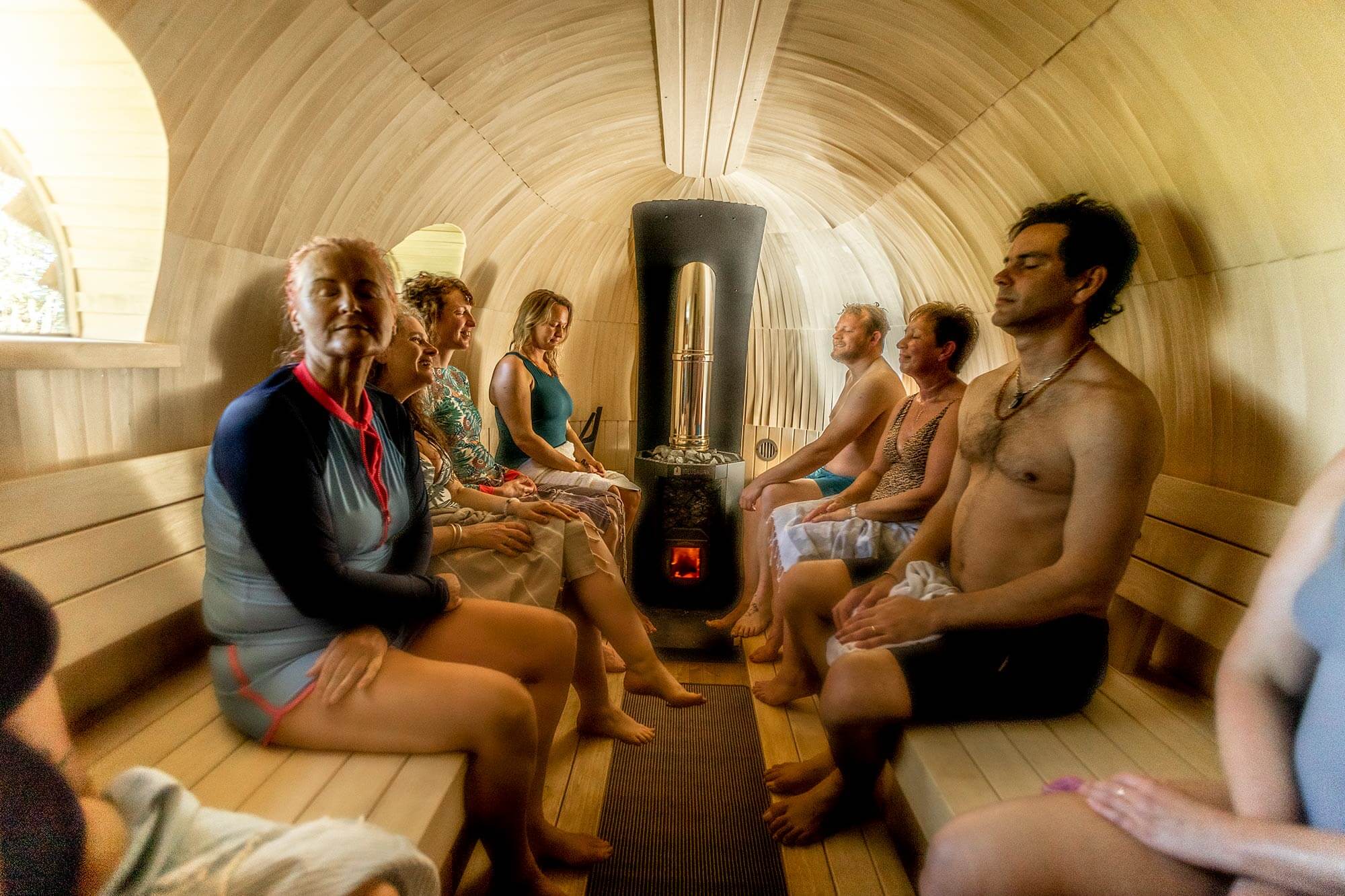 Woodland Sauna Ruby Wax Keeping it Real in a Frantic World Retreat, Broughton Sanctuary, Avalon, Yorkshire
